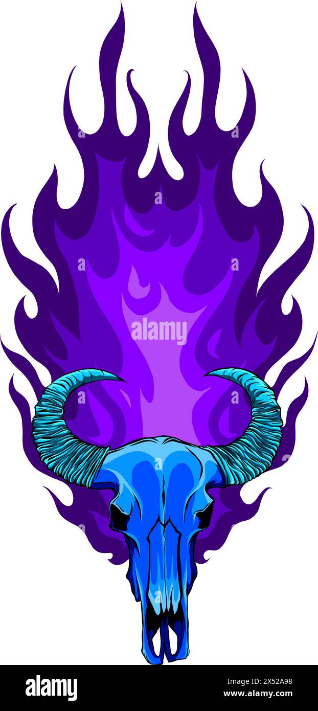 Bull skull icon. Buffalo head vector illustration isolated on white ...