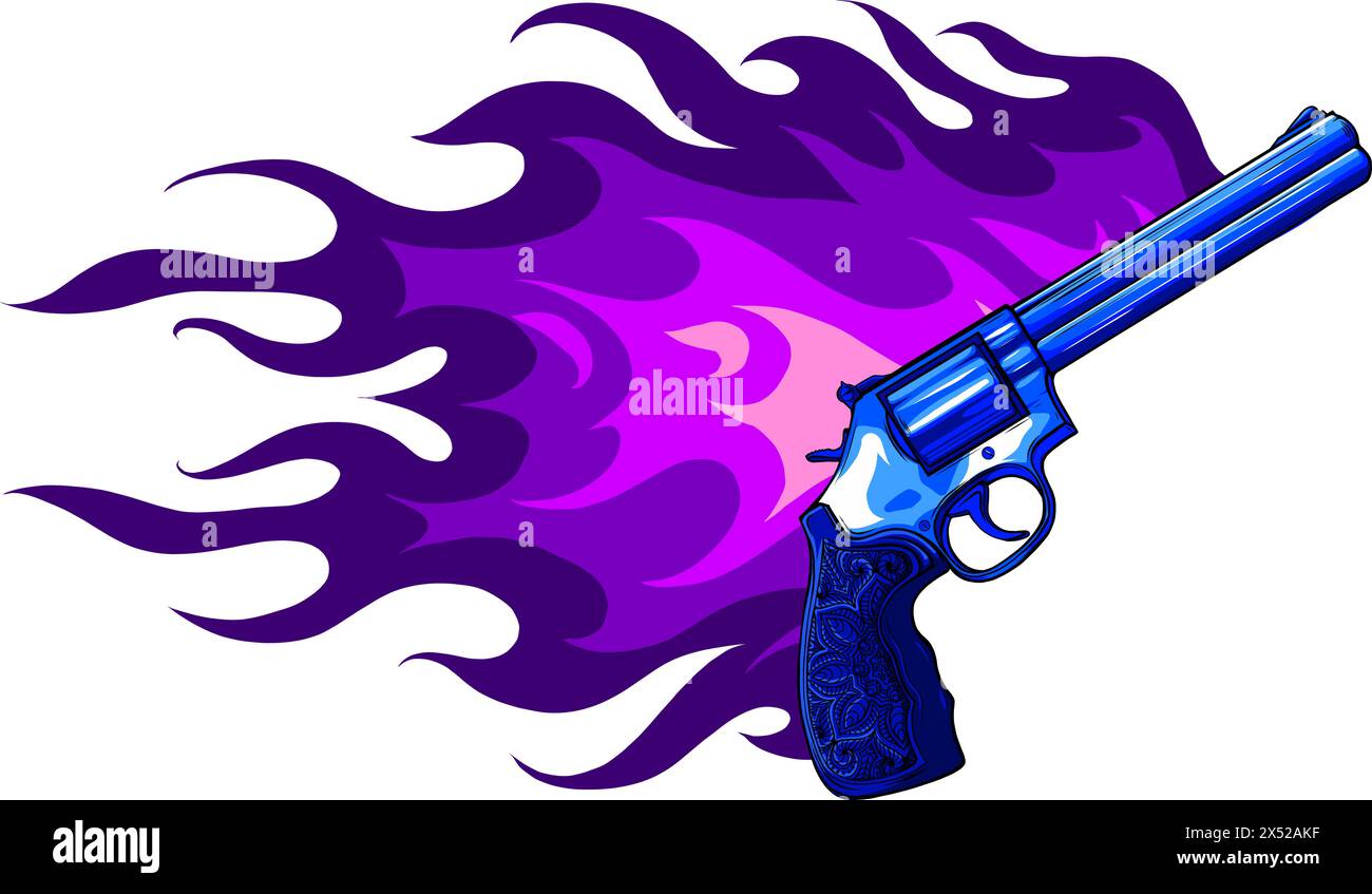 Hand drawn pistol isolated on white background. digital vector illustration Stock Vector