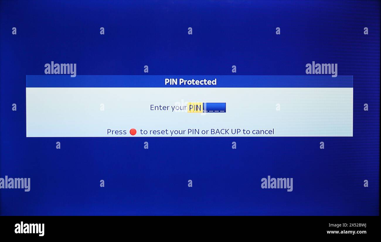 Enter your pin on tv screen sky pin protected parental password control