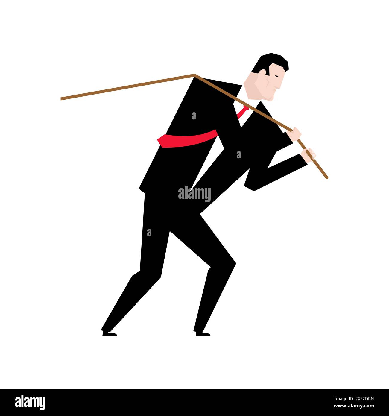 Businessman pulling rope isolated. Business illustrations for a magazine. Stock Vector