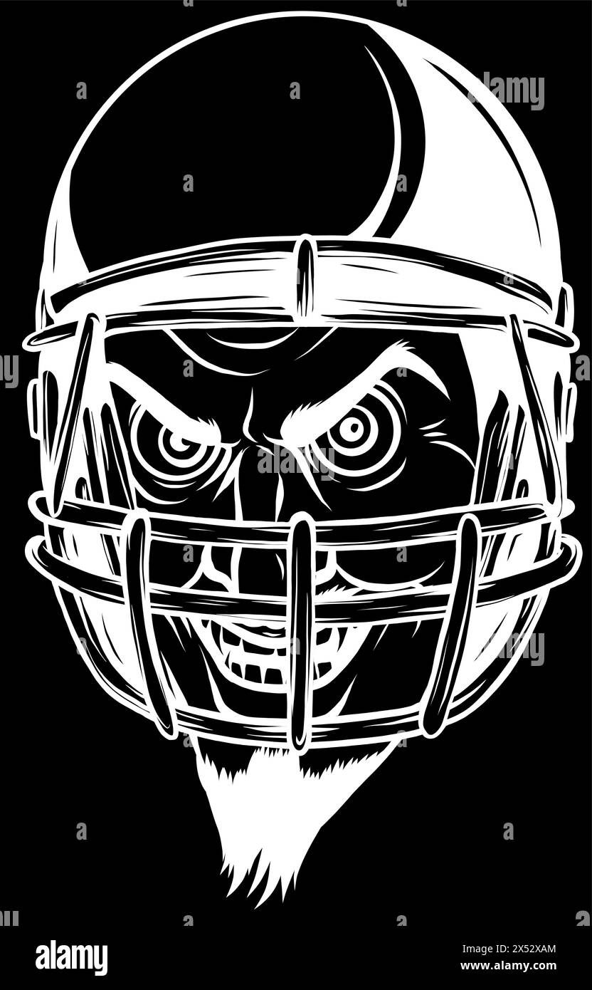 white silhouette of devil or satan American football sports mascot on black background Stock Vector