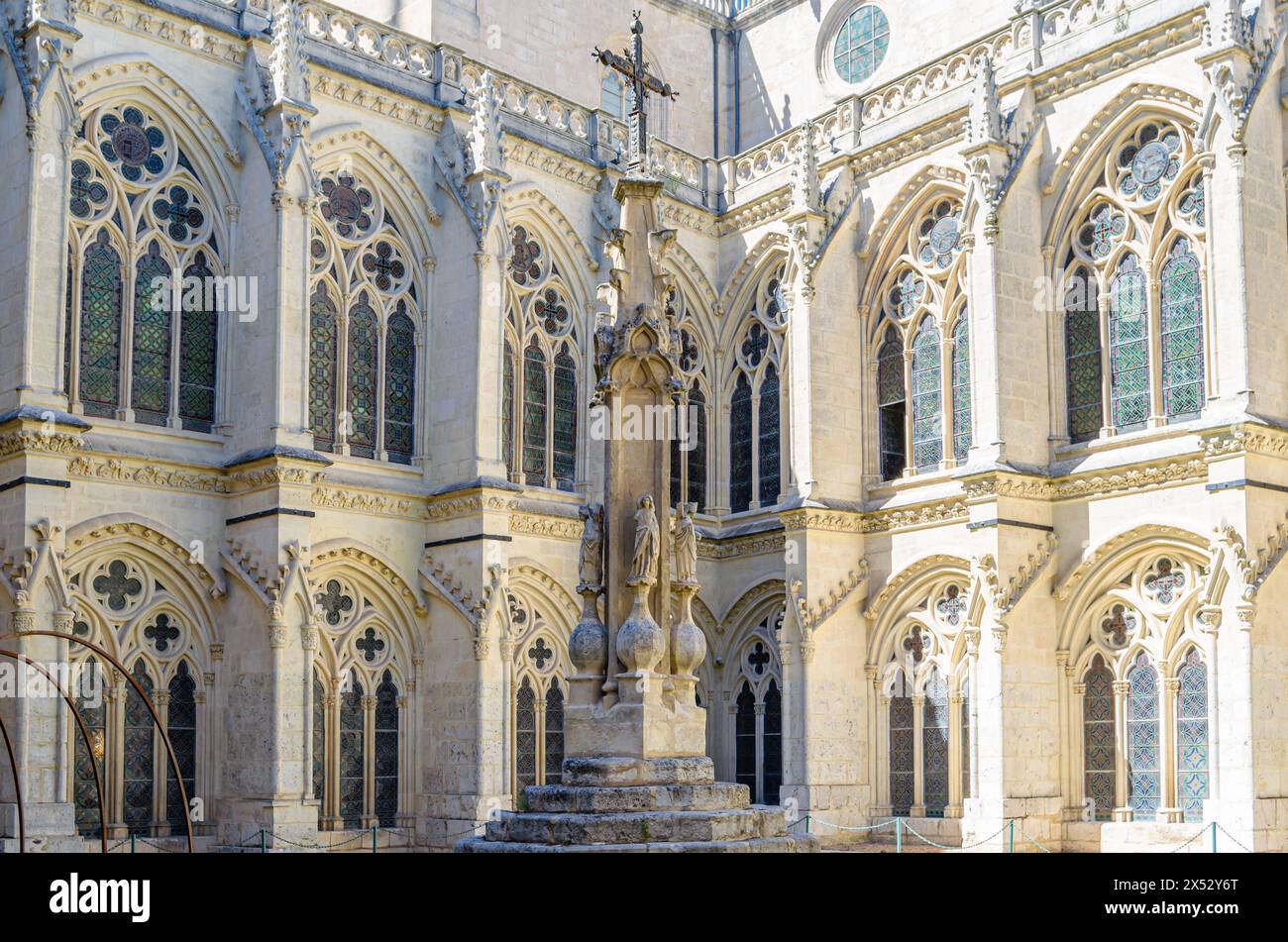 BURGOS, SPAIN - JUNE 8, 2014: Cloister of the Gothic cathedral of Burgos, Castile and Leon, Spain Stock Photo