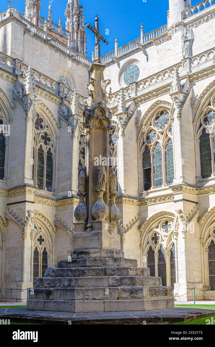 BURGOS, SPAIN - JUNE 8, 2014: Cloister of the Gothic cathedral of Burgos, Castile and Leon, Spain Stock Photo