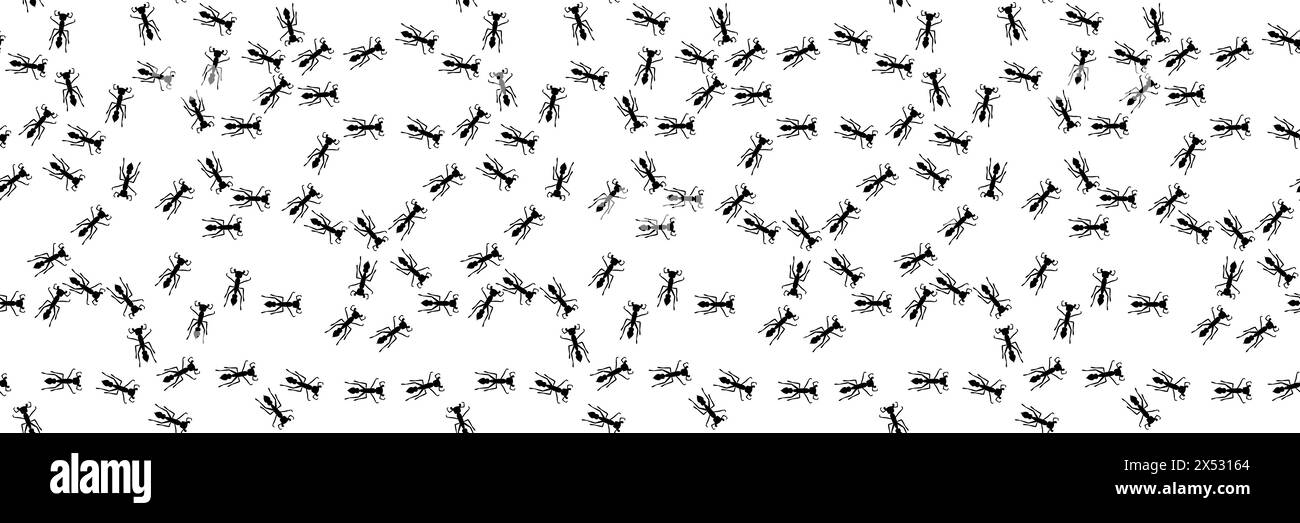Ant trail seamless pattern. Insect invasion concept. Stock Vector