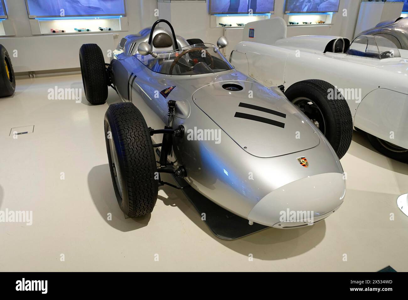 PORSCHE 718 -2 FORMULA 1, Historic Porsche formula car in an automobile museum from the single-seater category, AUTOMUSEUM PROTOTYP, Hamburg Stock Photo