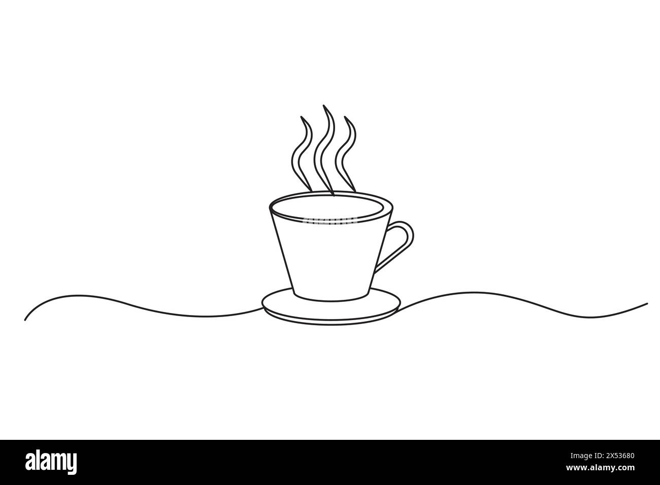 Steaming coffee cup. Continuous line drawing. Minimalist art. Stock Vector