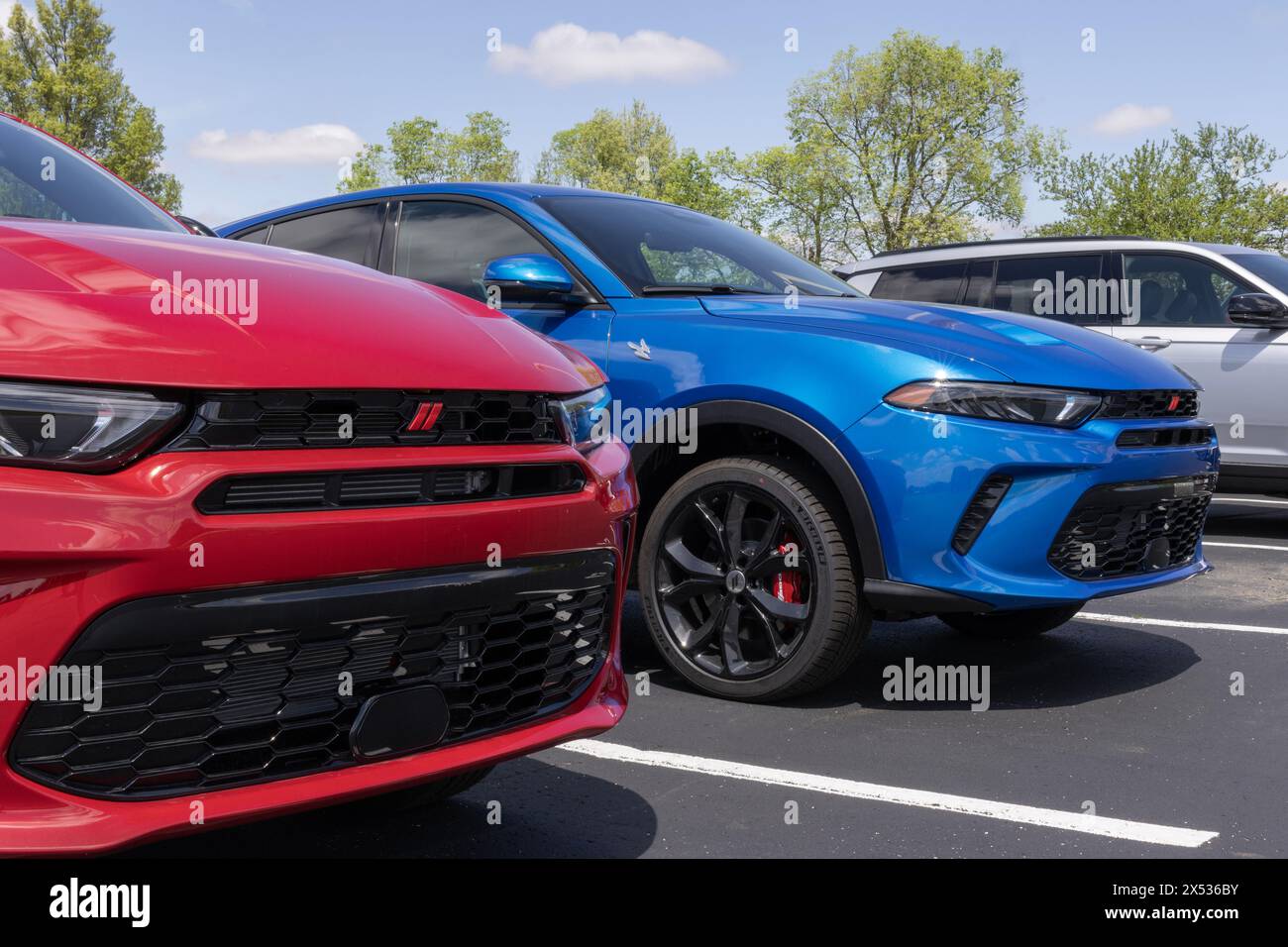Kokomo - May 5, 2024: Dodge Hornet GT display at a dealership. Dodge offers the Hornet in RT, GT, and Plus models. MY:2024 Stock Photo