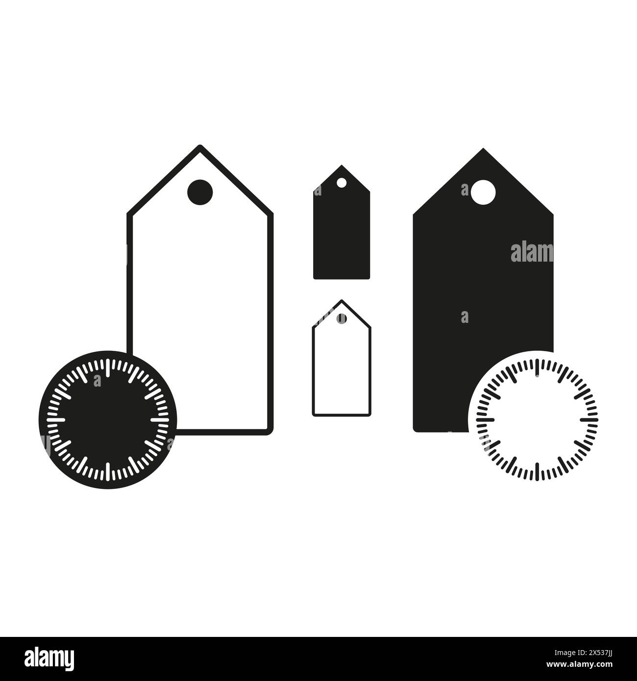 Price tags with adjustment dials vector concept. Sale labels with