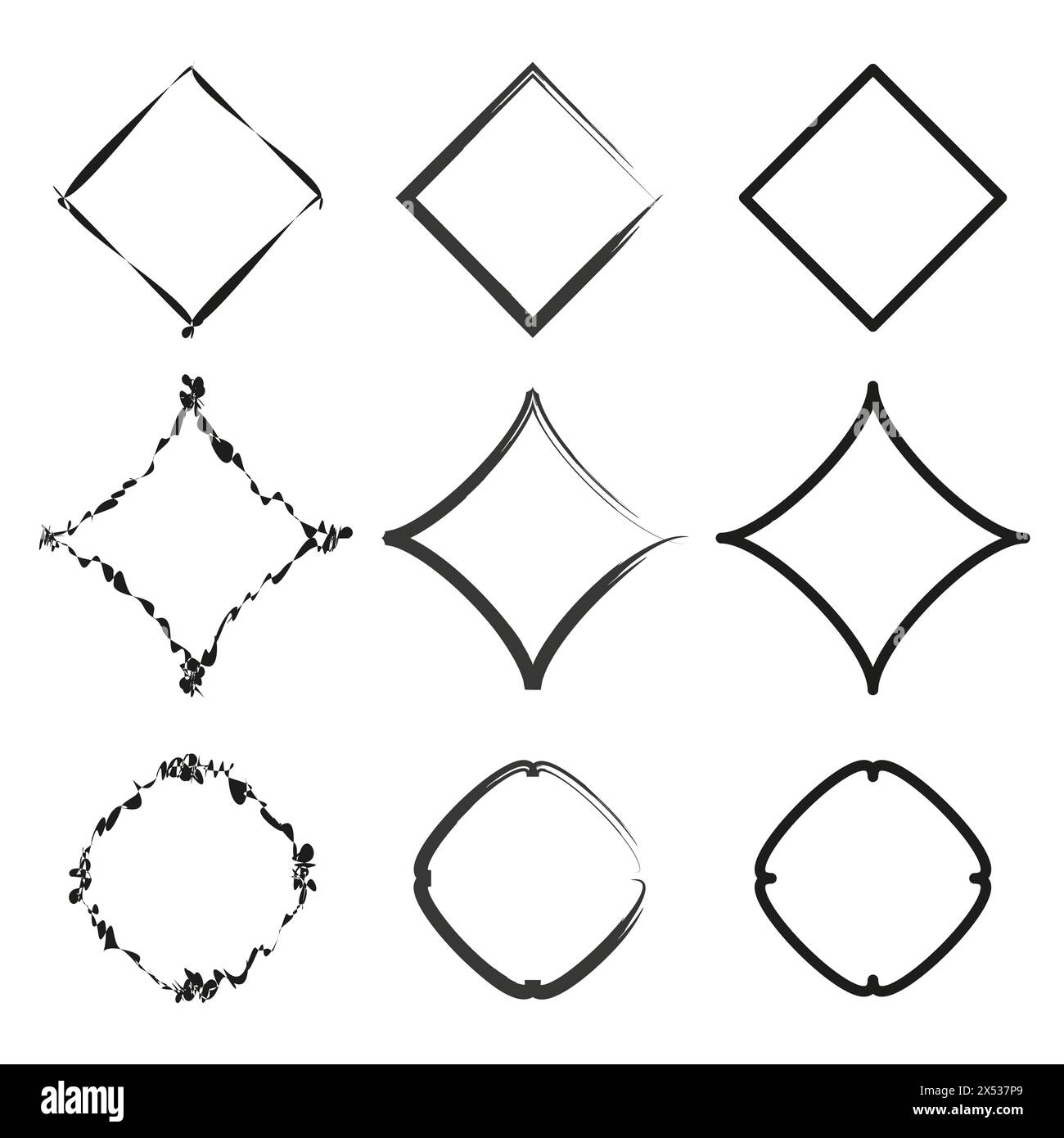 Assorted frames set. Square and circle borders. Geometric shapes collection. Creative design elements. Vector illustration. EPS 10. Stock Vector