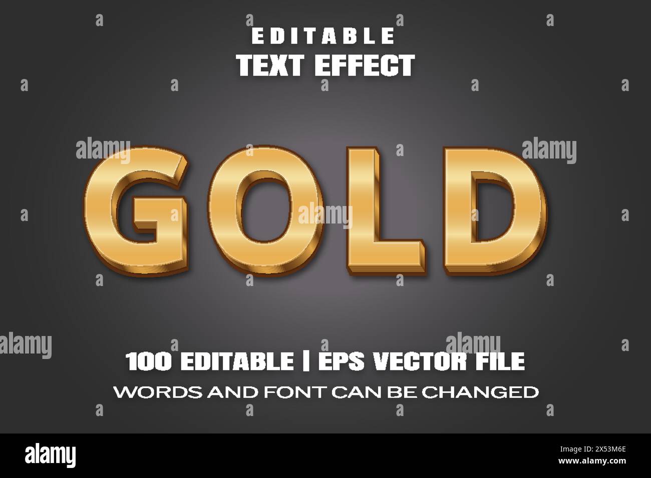 Editable text effects Gold , words and font can be changed Stock Vector