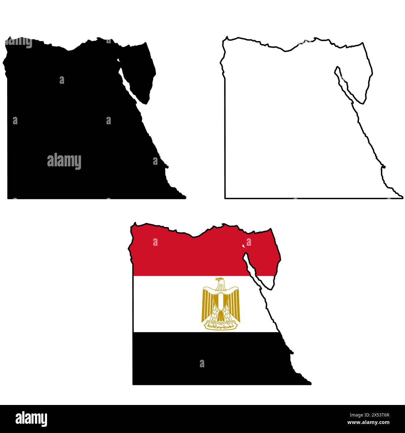 Map of Egypt. Flag of Egypt maps territory. Outline map Egypt. flat