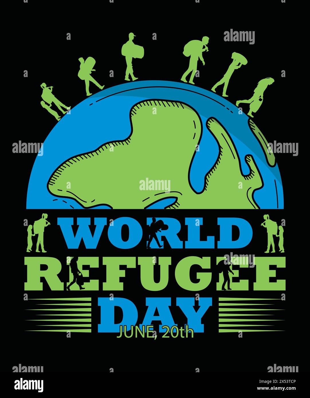 World Refugee Day Modern T-shirt Stock Vector
