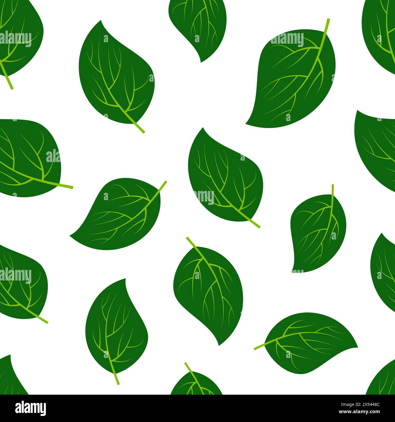 Seamless pattern with green summer leaves. Vector illustration. Stock Vector