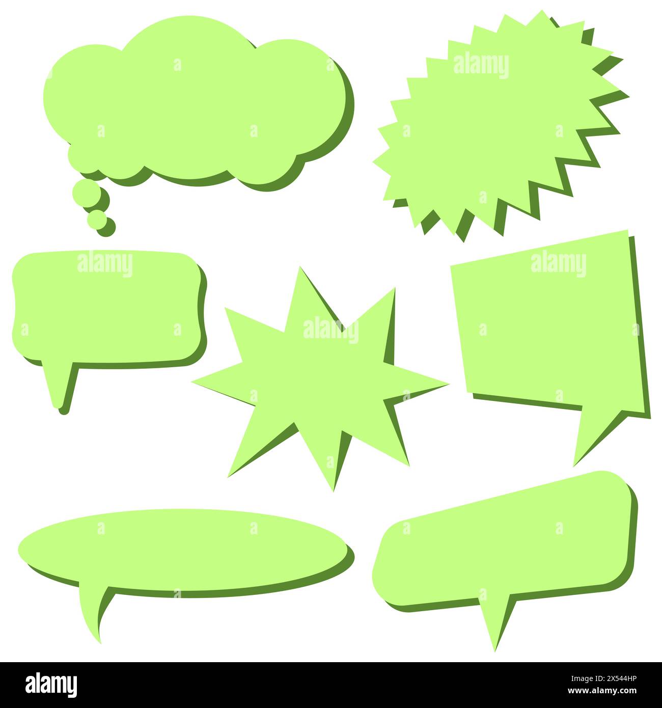 Set of light green speech bubbles without phrases on white background ...