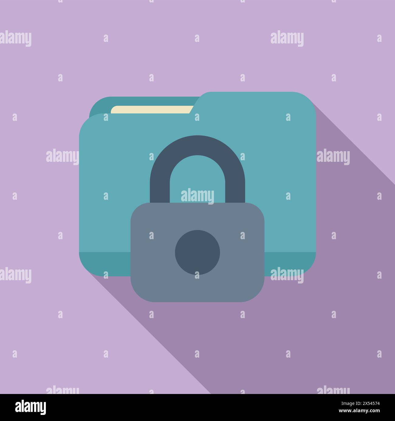 Locked data folder icon flat vector. Copyright protection. Approved ...