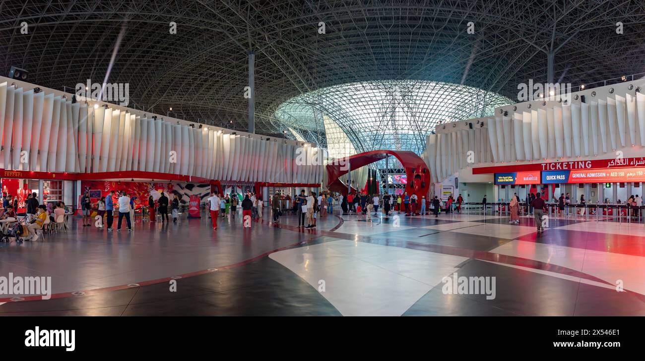 A picture of the entrance to the Ferrari World Yas Island, Abu Dhabi. Stock Photo