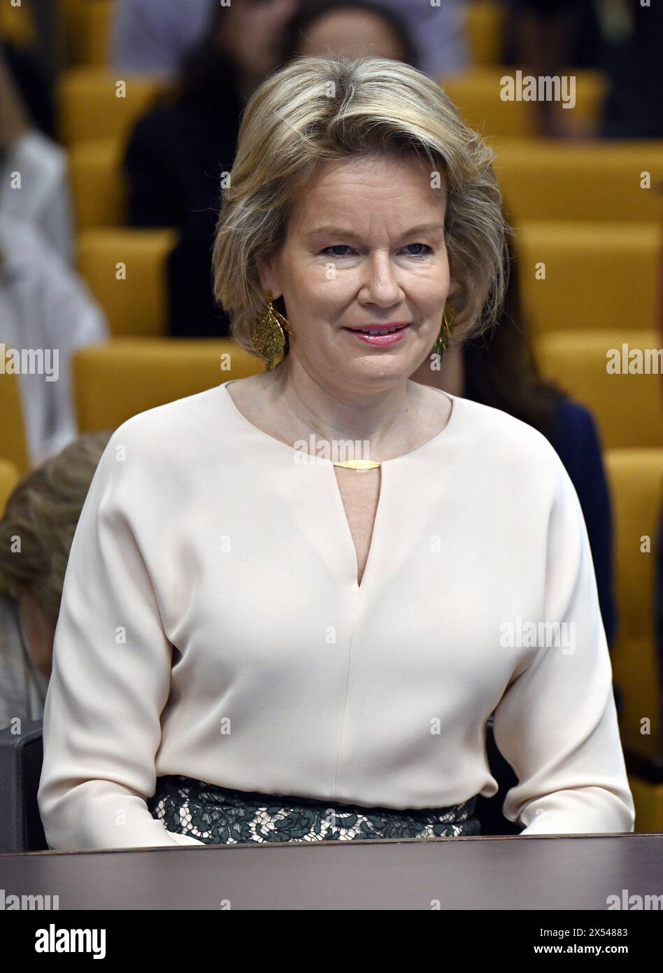 Brussels, Belgium. 07th May, 2025. Queen Mathilde of Belgium pictured