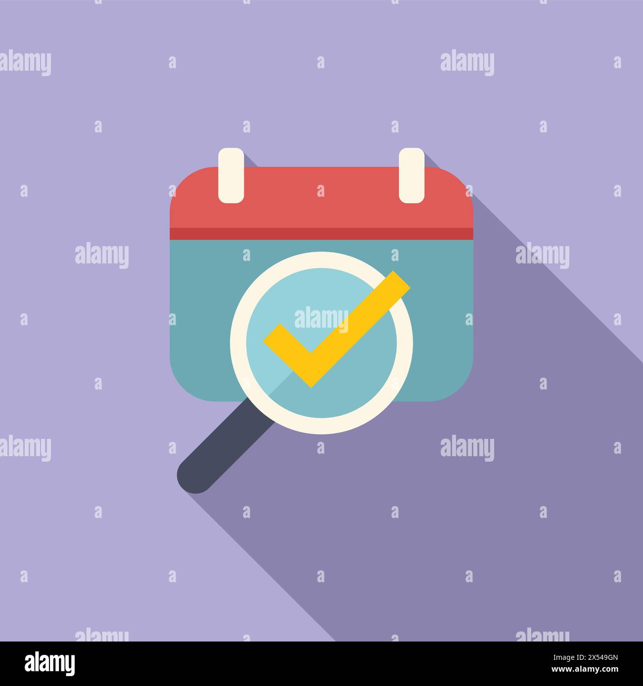 Duration calendar icon flat vector. Approved event. Element overtime Stock Vector