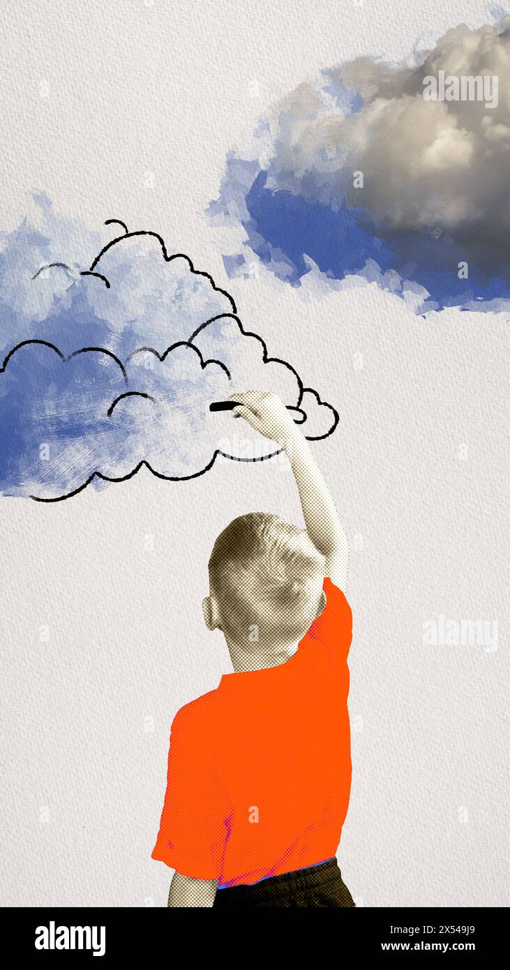 Boy painting orange shirt hi-res stock photography and images - Alamy