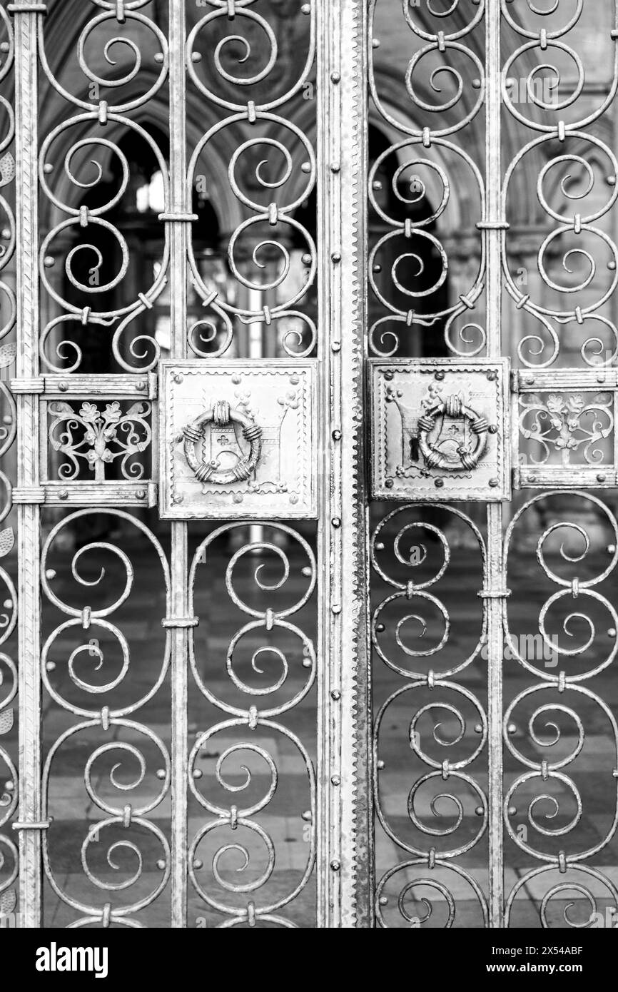 Beautiful wrought iron gate of Salisbury Cathedral Stock Photo