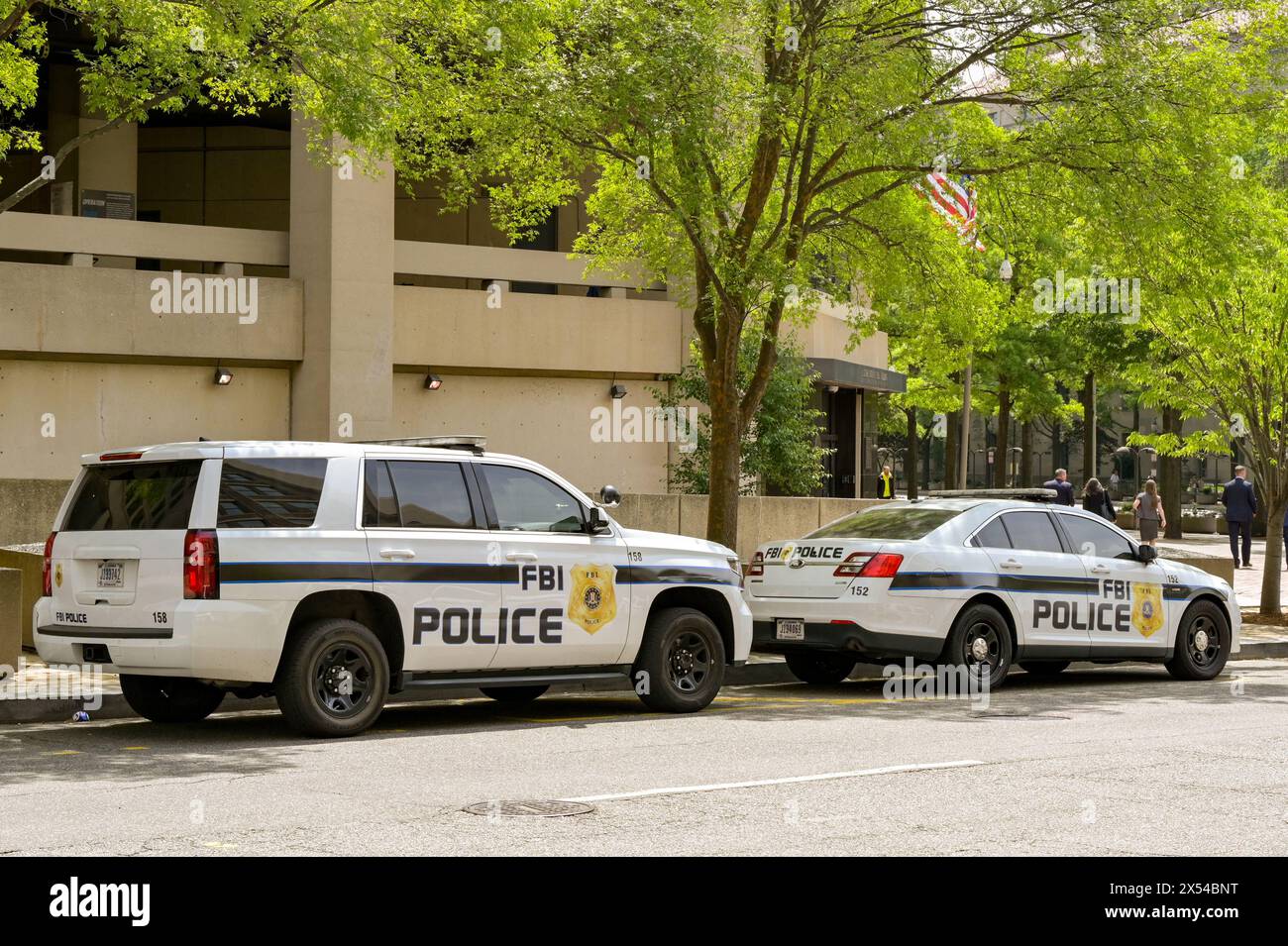 Washington DC, USA - 30 April 2024: Police patrol car used by the FBI parked on a street outside the J Edgar Hoover headquarters building in downtown Stock Photo