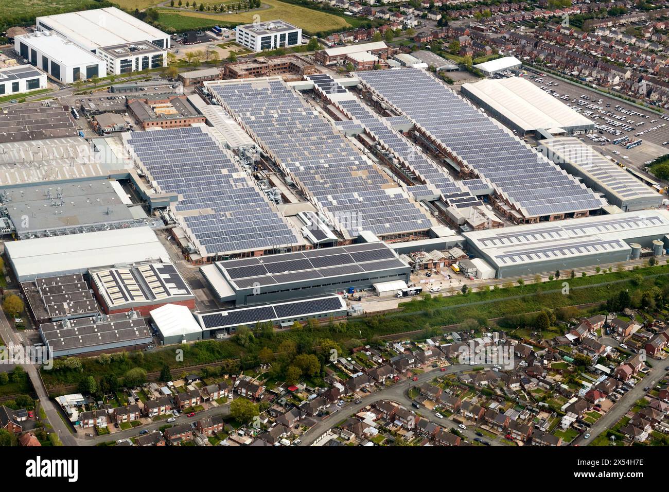 An aerial view of the Bentley factory, Crewe, north west England, UK Stock Photo