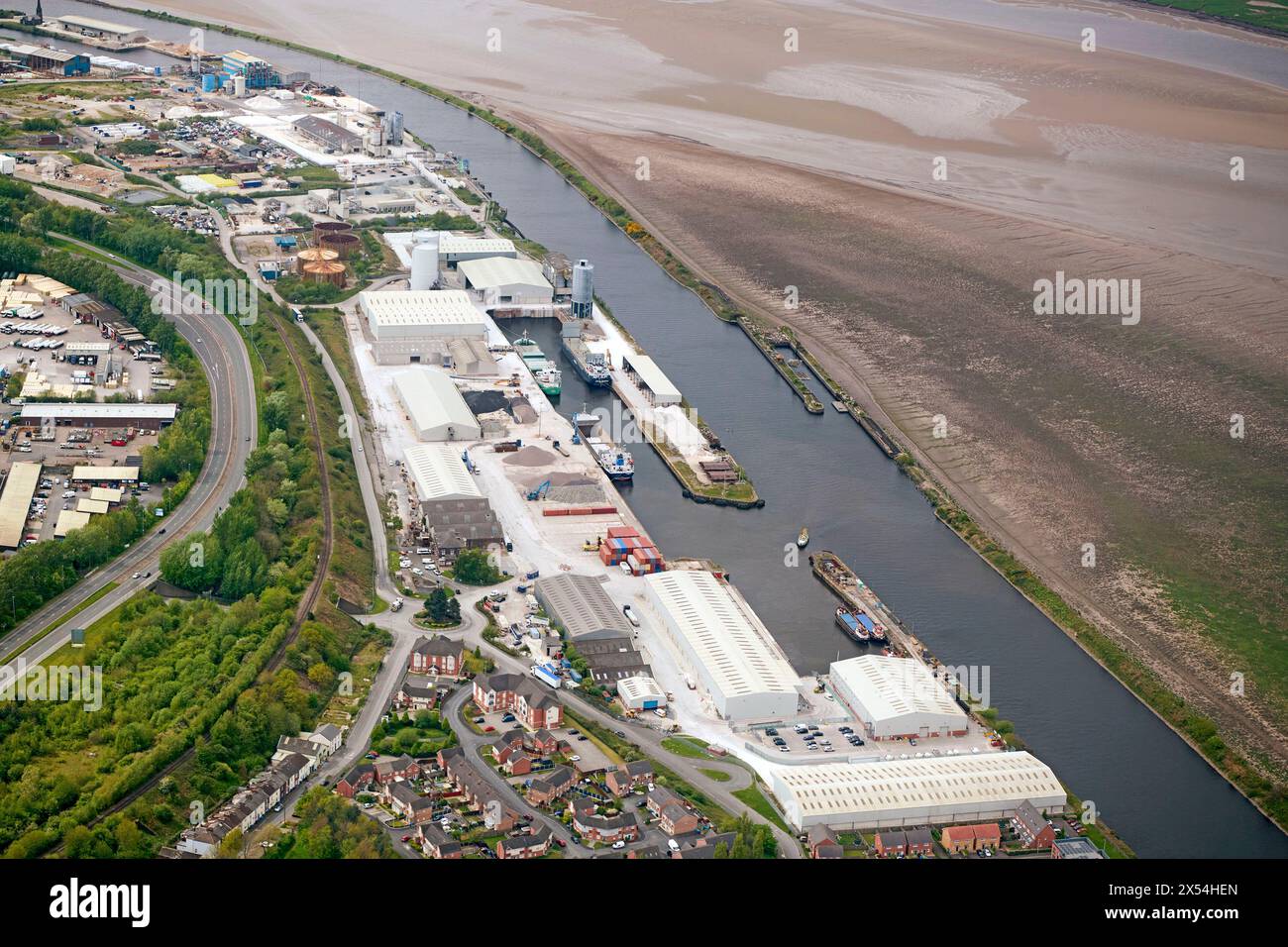 An aerial view of Runcorn Docks, Merseyside, north west England, UK Stock Photo