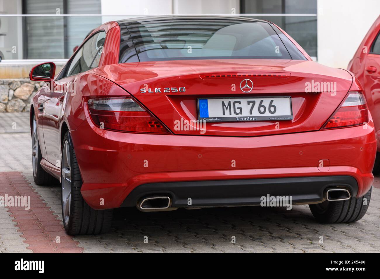 Red Slk Gaziveren Cyprus 04.29.2024 red Mercedes SLK 250 rear view 3 Stock ...