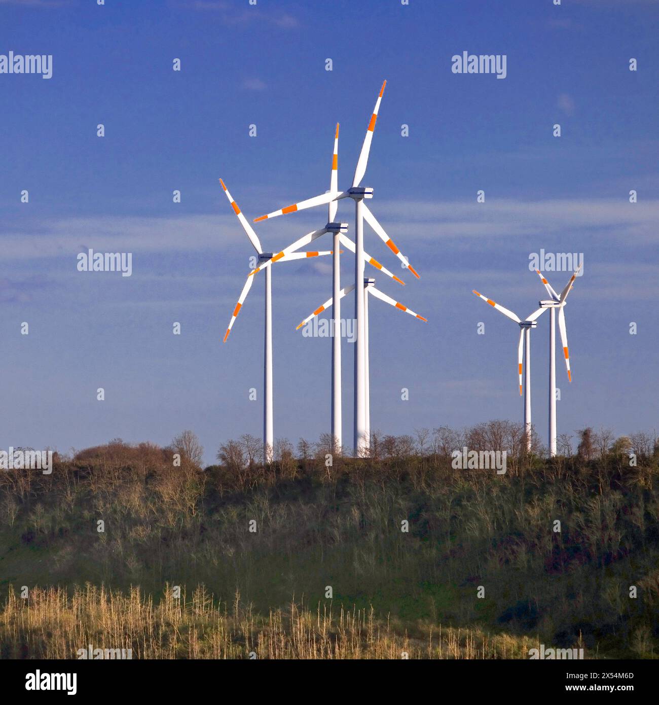 Wind turbines at the Garzweiler open-cast lignite mine, Germany, North Rhine-Westphalia, Rhineland, Juechen Stock Photo