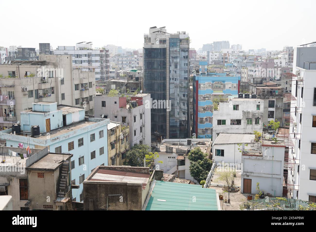 Highly dense buildings. Bangla Motor Area. Dhaka, Bangladesh Stock