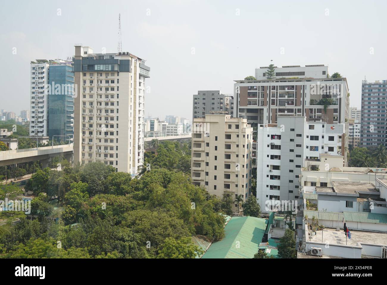 Highly dense buildings. Bangla Motor Area. Dhaka, Bangladesh Stock