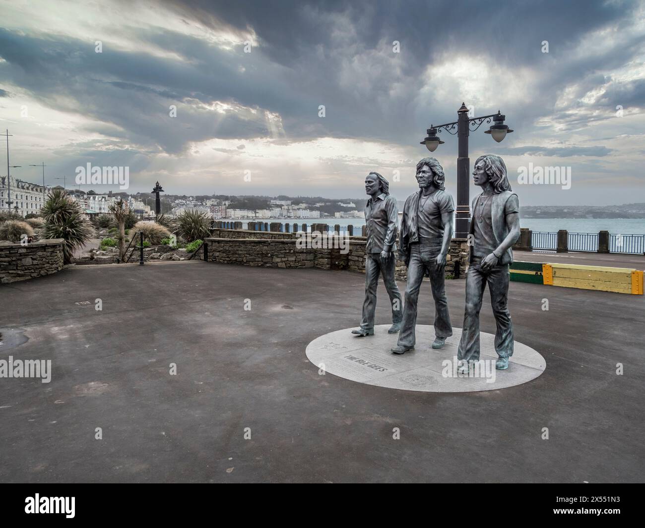 The image is of the music trio the Bee Gees who were born on the Isle ...