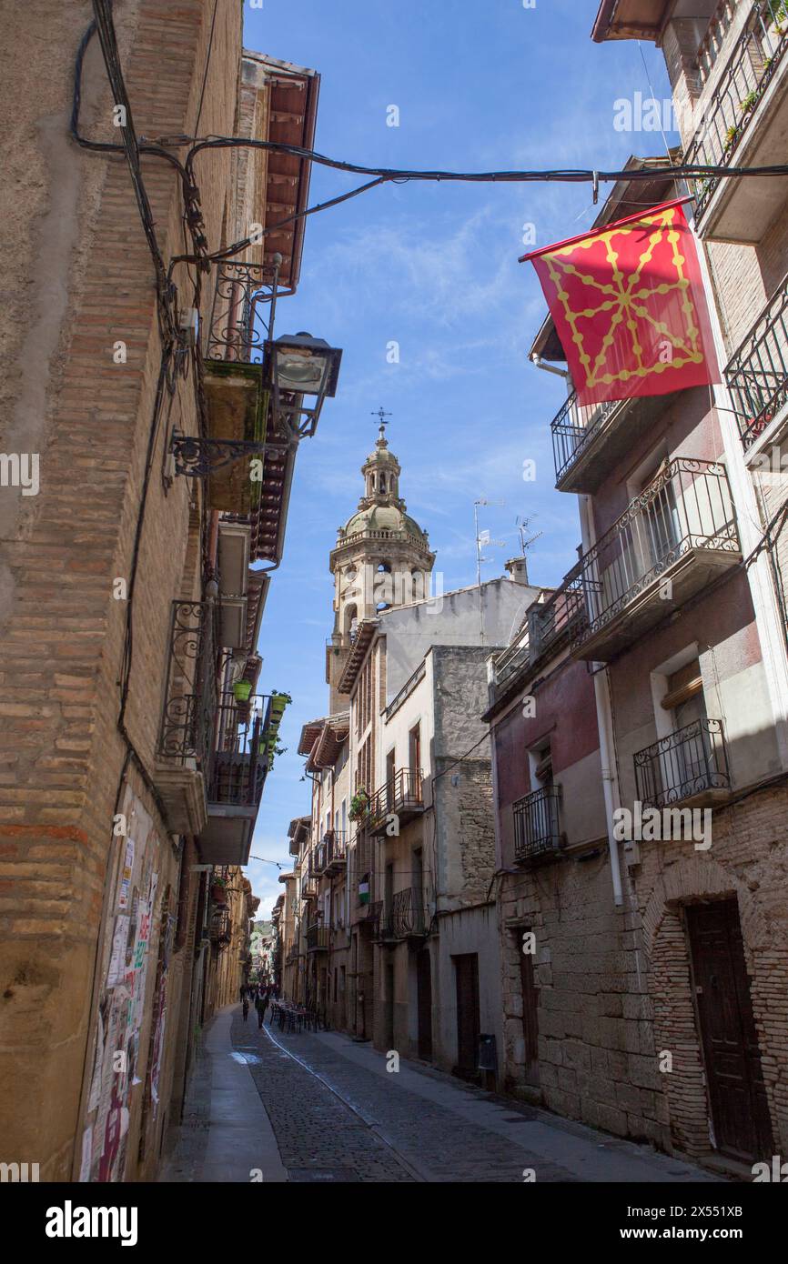 Historic Quarter of Puente La Reina, Navarre, Spain. Way of St. James pilgrimage route Stock Photo