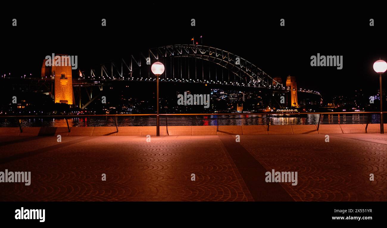 Sydney Harbour Bridge Shining Bright At Night Stock Photo - Alamy