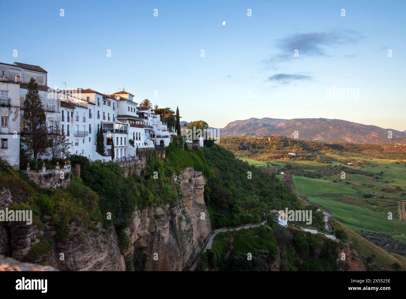 Ronda, Spain - 28th April, 2024: View of El Tajo ravine and houses buit ...
