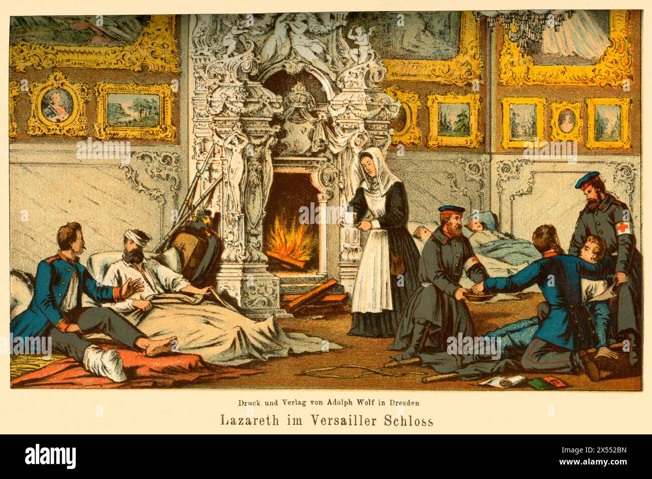 events, Franco-Prussion war, Versailles, 1870-1871, original text 'Military hospital in Versailles castle ', ARTIST'S COPYRIGHT HAS NOT TO BE CLEARED Stock Photo