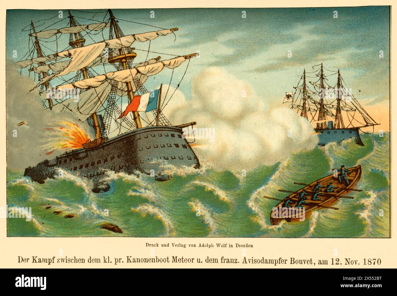 events, Franco-Prussian war, 1870-1871, sea battle near Havanna, ARTIST'S COPYRIGHT HAS NOT TO BE CLEARED Stock Photo