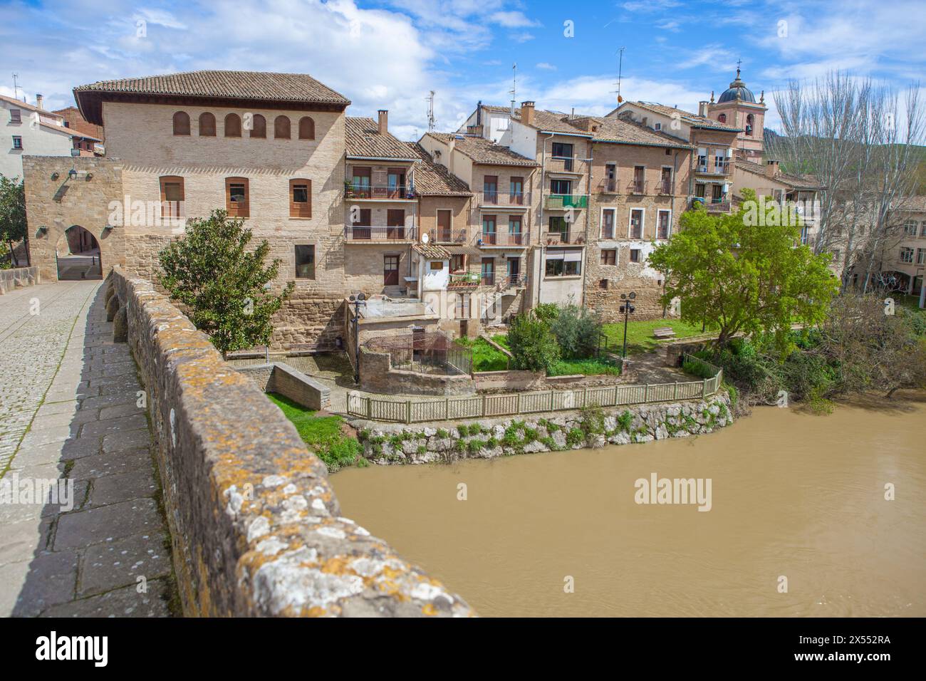 Romanesque Bridge Large Romanesque bridge of Puente La Reina, Navarre, Spain Stock Photo ...
