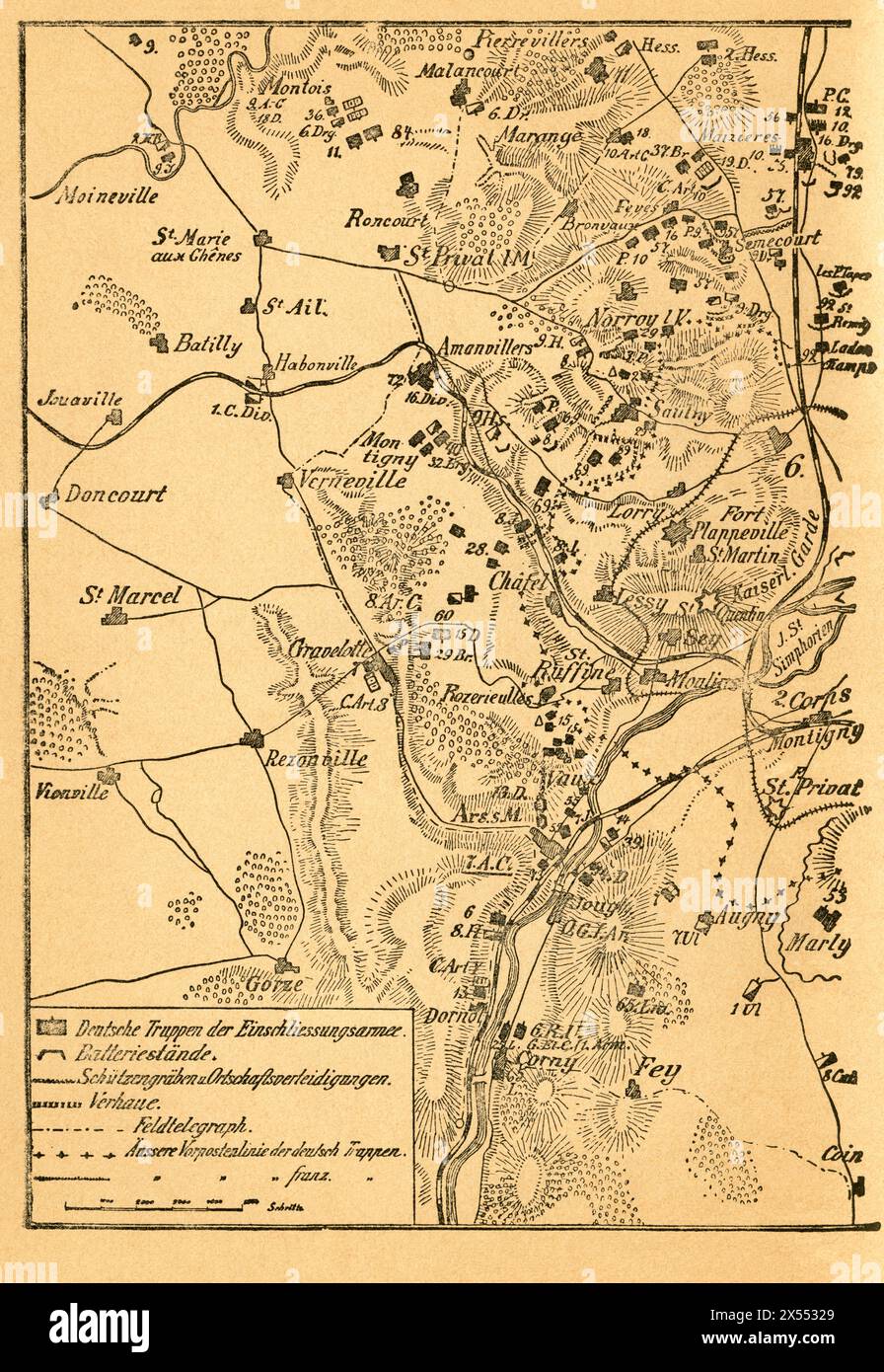 geography / travel, Germany, France, Metz, Franco-Prussian War, the closure on Metz, second part of the map, ARTIST'S COPYRIGHT HAS NOT TO BE CLEARED Stock Photo