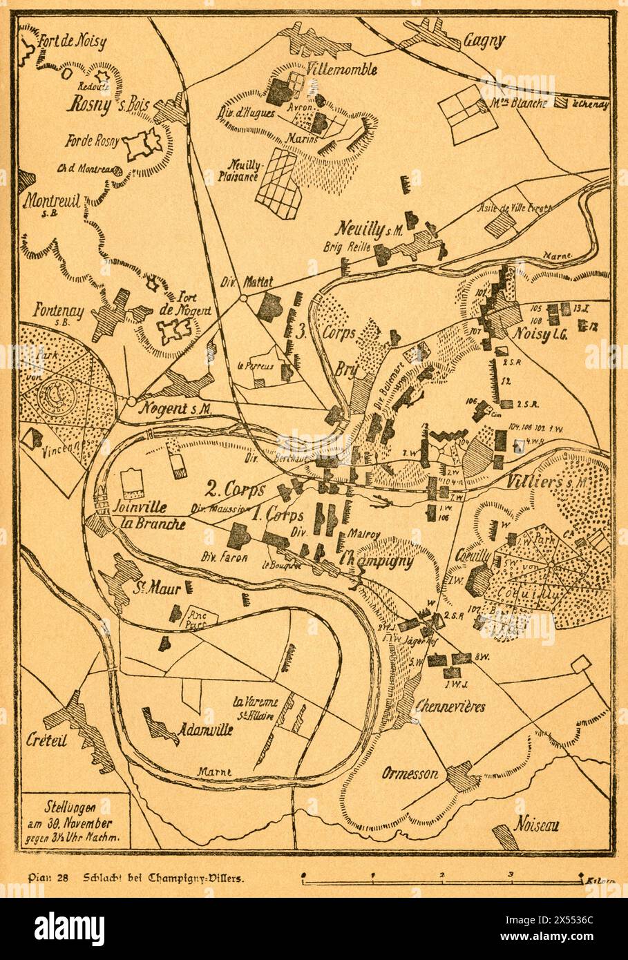 geography / travel, Germany, France, Franco-Prussian War, plan of the battle near Champigny / Villiers, ARTIST'S COPYRIGHT HAS NOT TO BE CLEARED Stock Photo