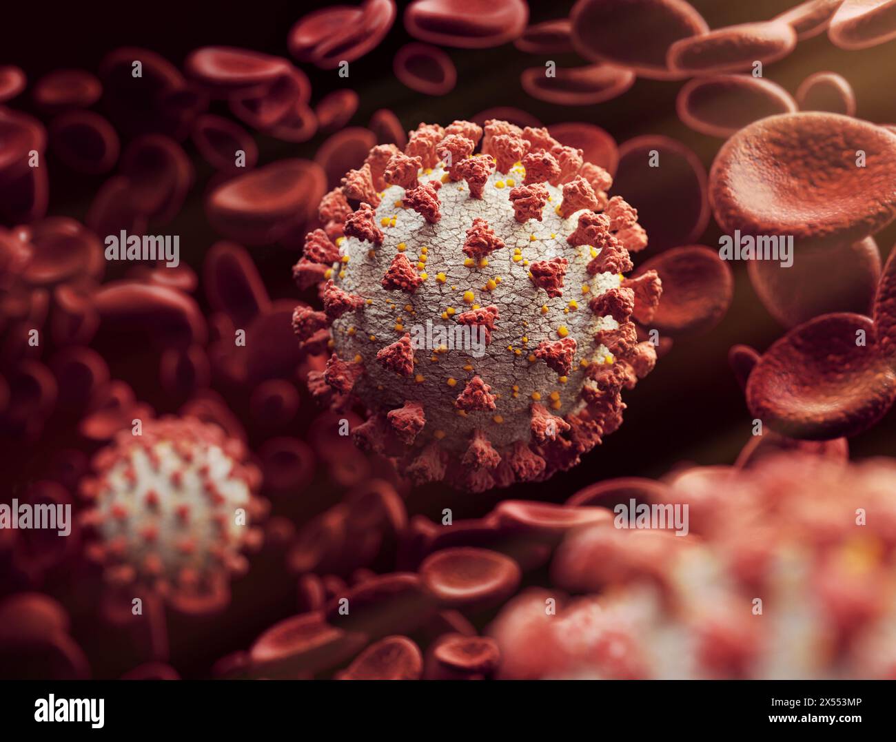 Virus around blood cells Stock Photo - Alamy