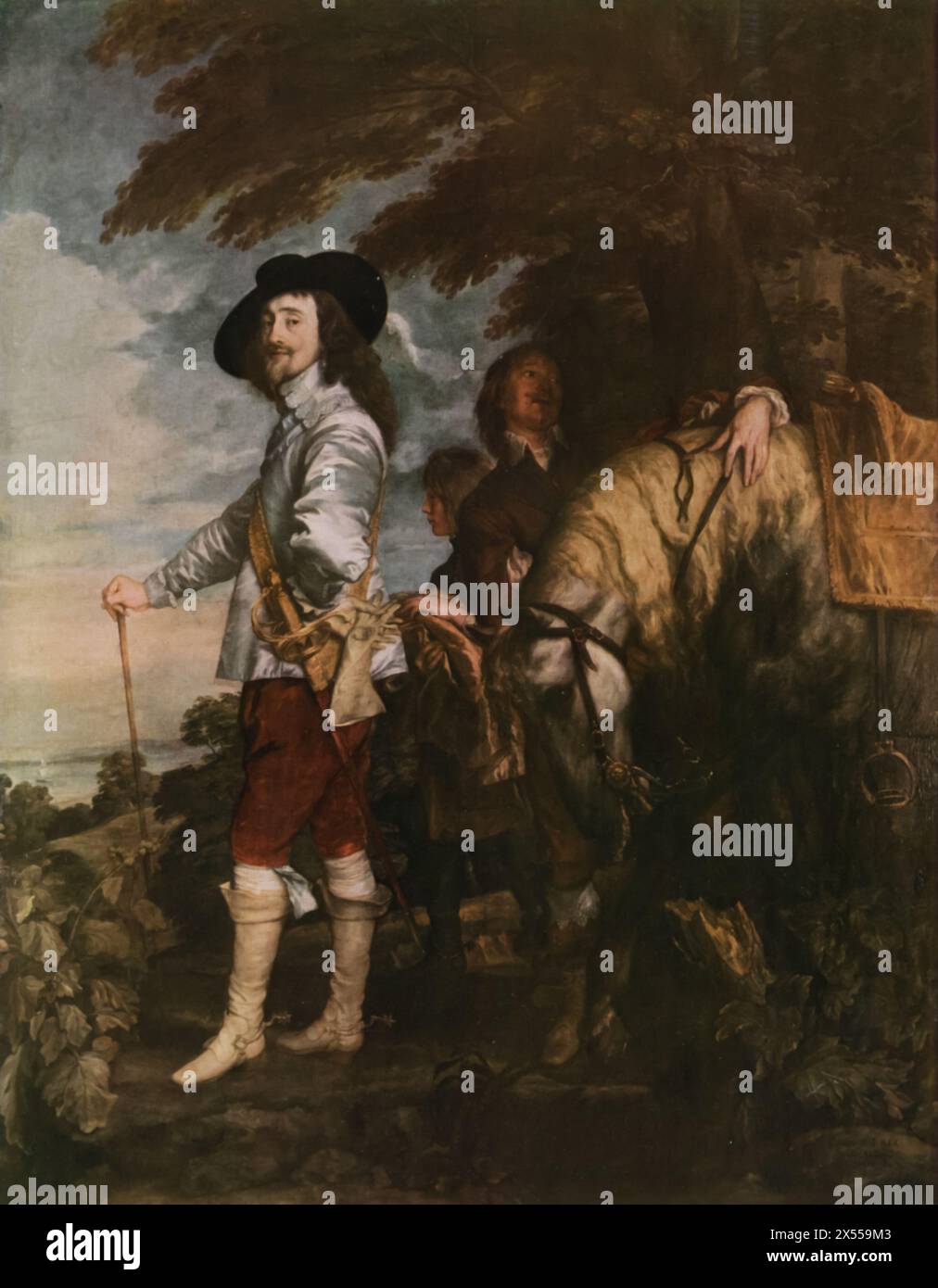 Portrait of Charles I of England' by Anthony van Dyck, painted in 1635, housed at the Louvre Museum, Paris, France. Court painter to Charles I, Van Dyck captures the dignified presence of the English monarch. The work is celebrated for its sophisticated composition and the insightful depiction of Charles's character. Stock Photo