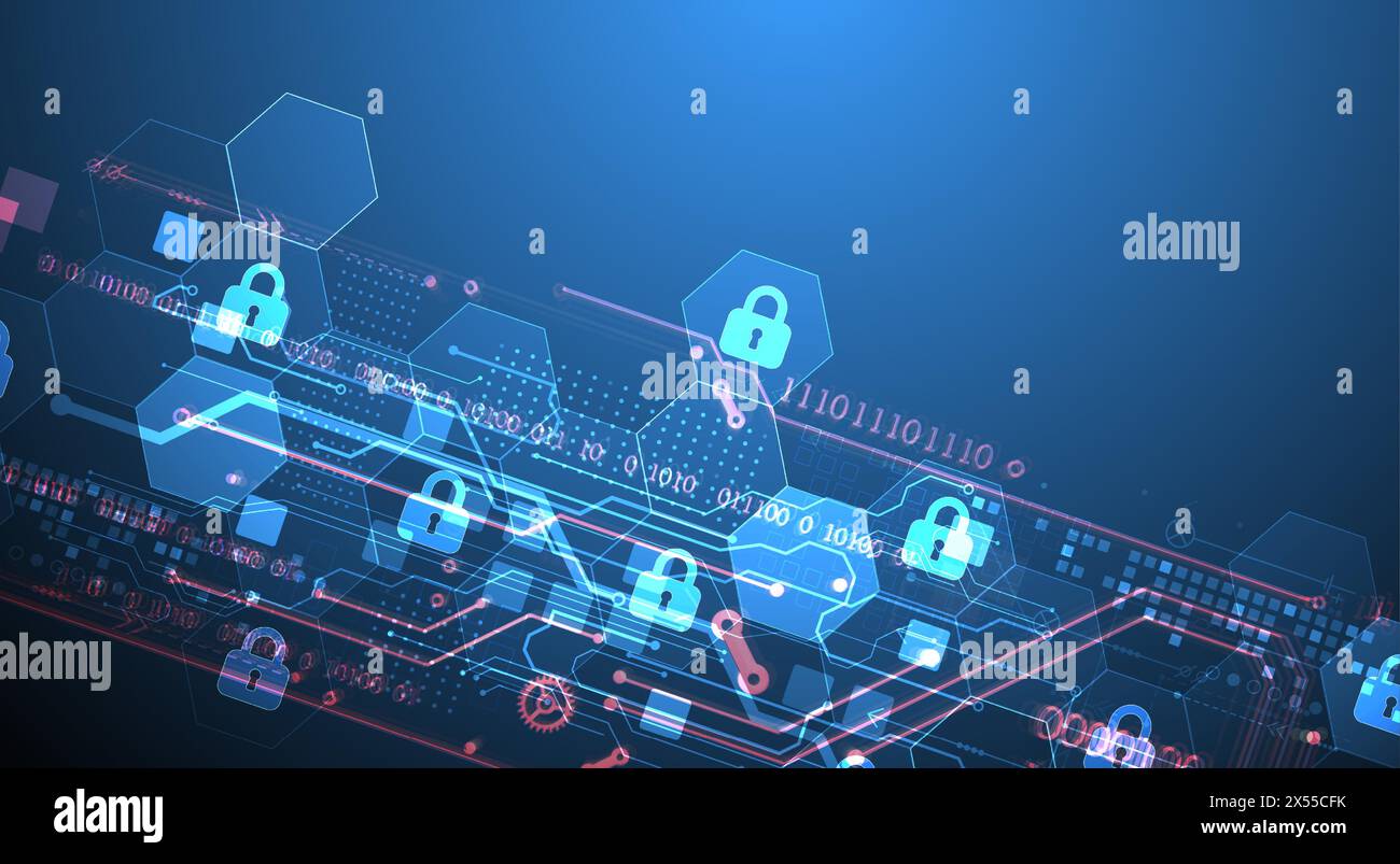 Secure digital background. Virtual confidential, programming protection ...