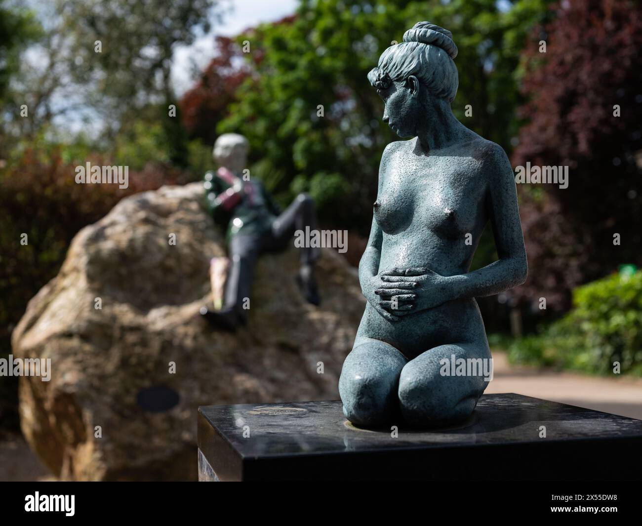 Sculptures dedicated to the legacy of Oscar Wilde in Merrion Square, Dublin city, Ireland. Stock Photo