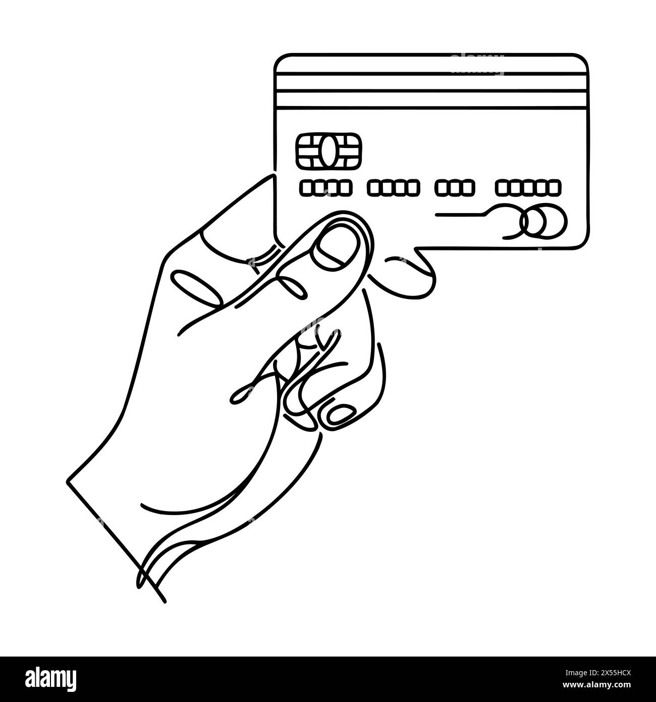 Bank card in hand drawn one line continuous drawing Stock Vector