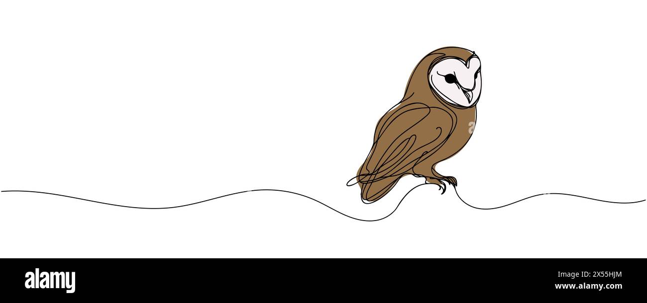 Online education owl one line graduation concept. E-learning training skill courses. vector illustration Stock Vector