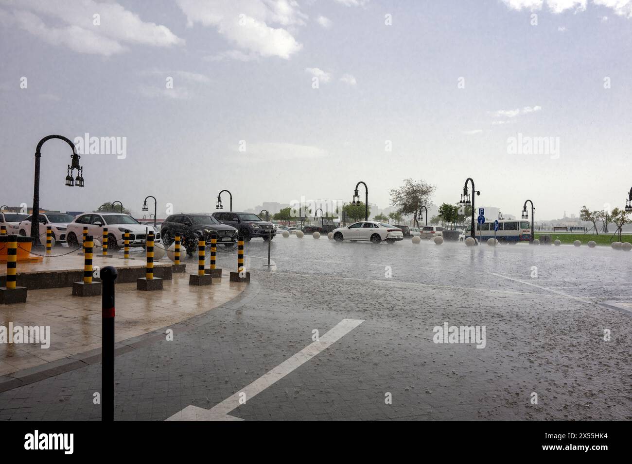 Mina Port During Rain. Rain in Doha, Qatar Stock Photo - Alamy