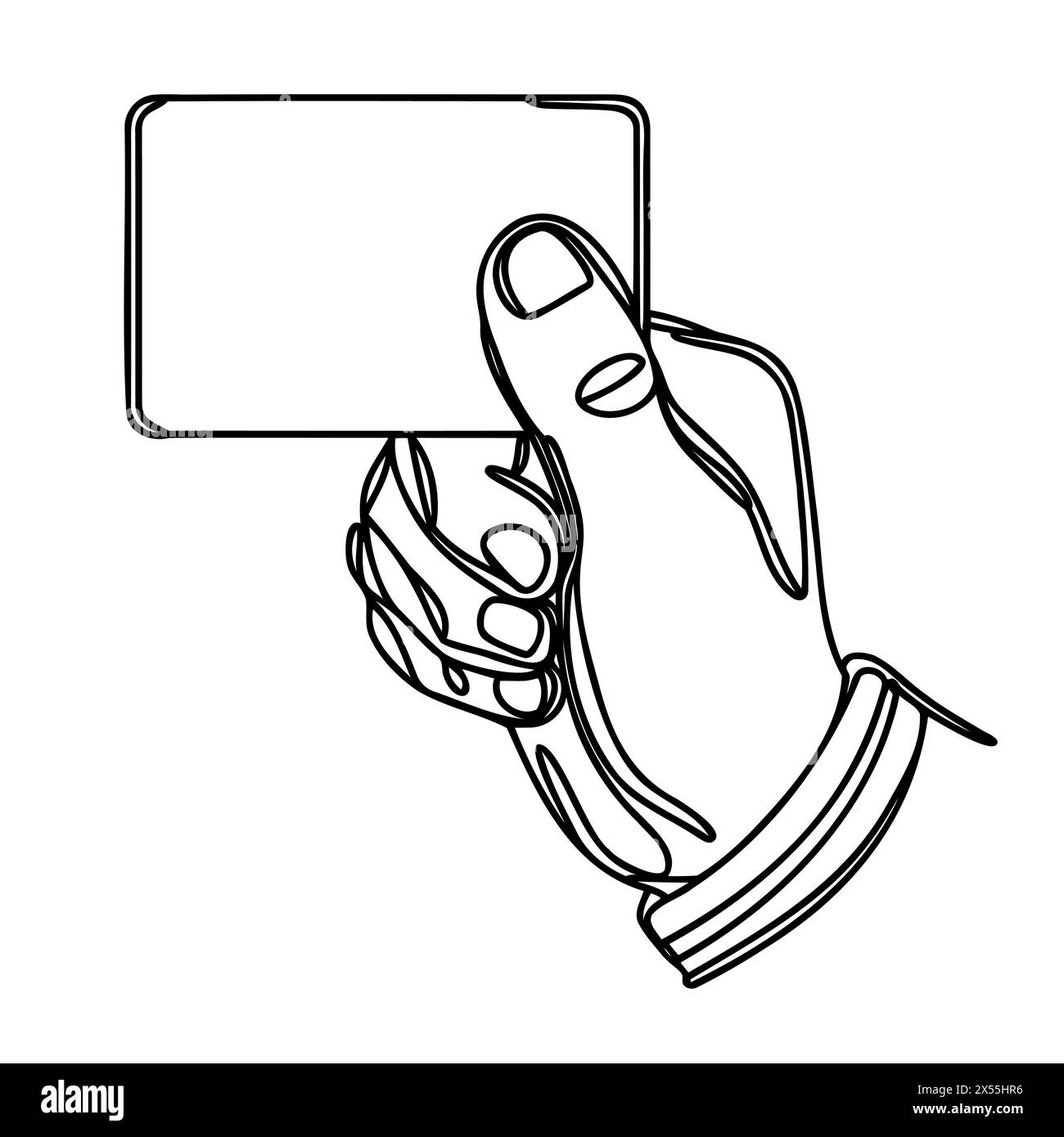 Bank card in hand drawn one line continuous drawing Stock Vector