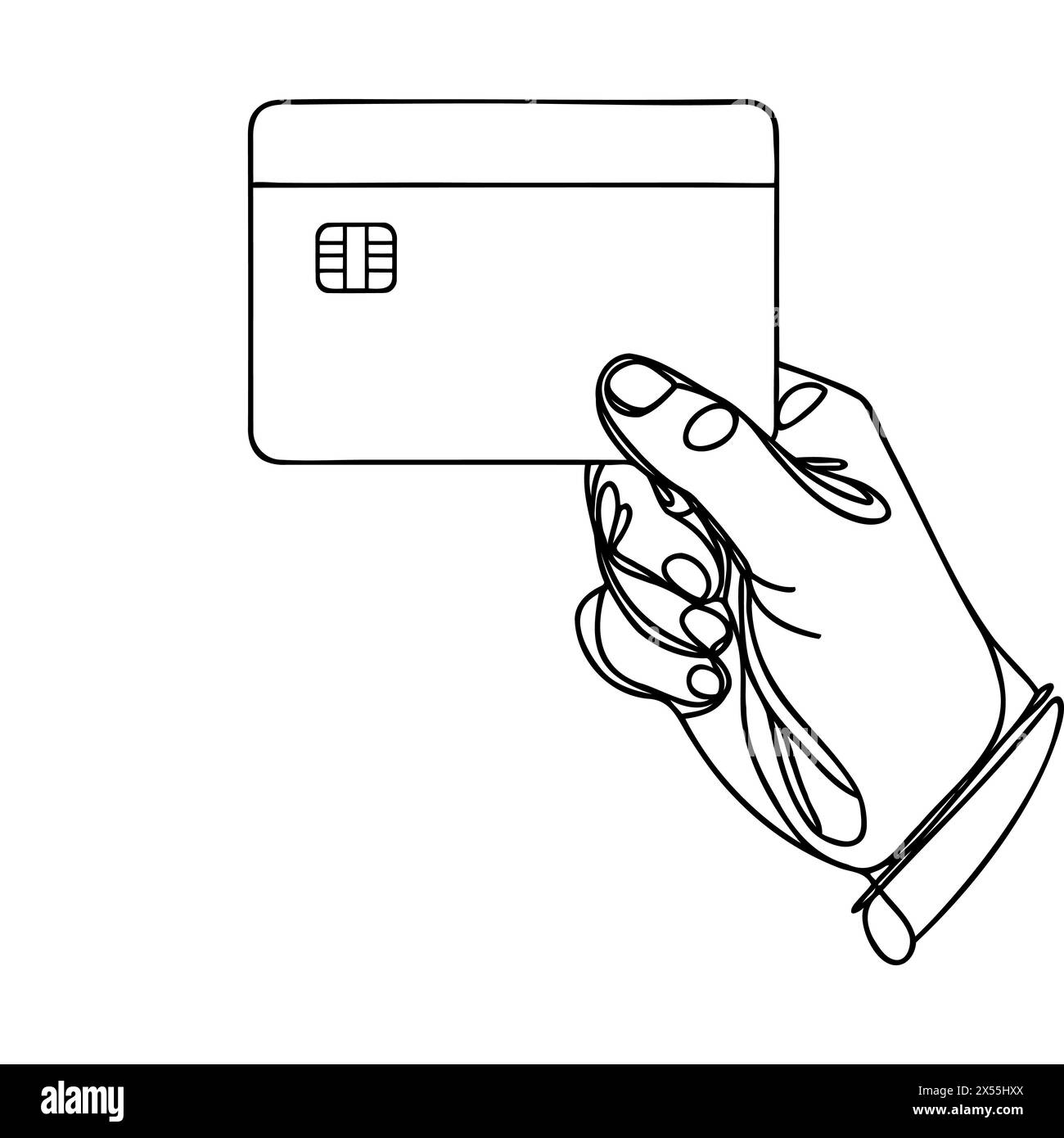 Bank card in hand drawn one line continuous drawing Stock Vector