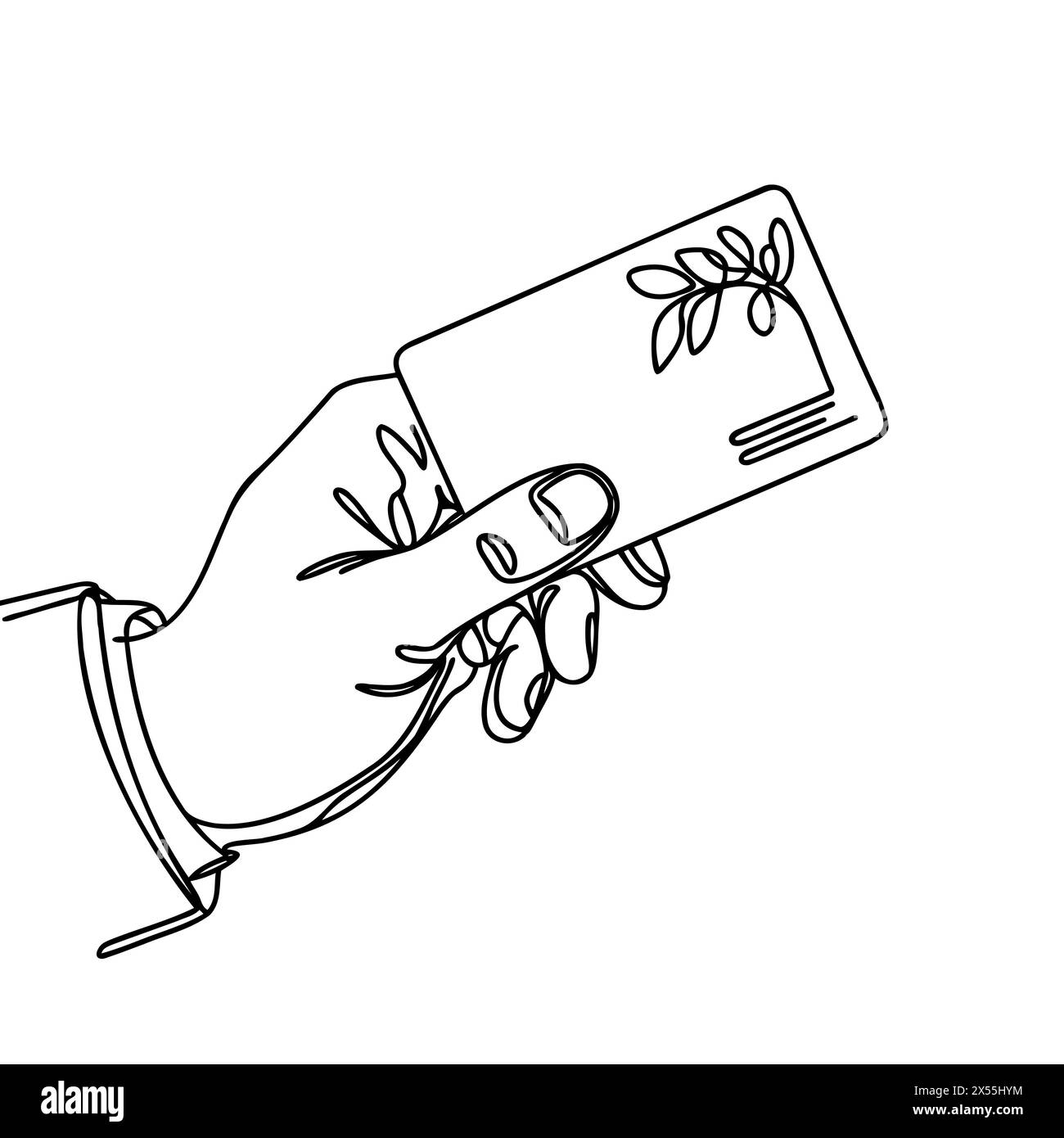 Bank card in hand drawn one line continuous drawing Stock Vector